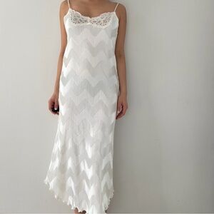 Vintage Made in Canada Cream Pleated Slip Dress - Medium